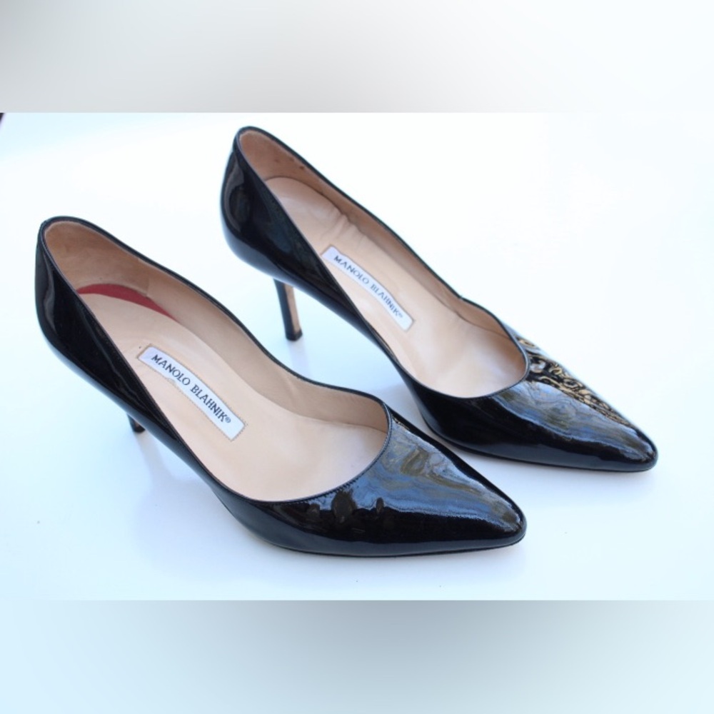 Manolo Blahnik Black Patent Leather Heels